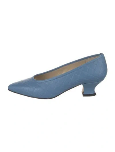 Pre-owned Yuni Buffa Leather Patterned Pumps W/ Tags In Blue