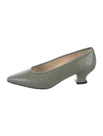 Pre-owned Yuni Buffa Leather Patterned Pumps W/ Tags In Green