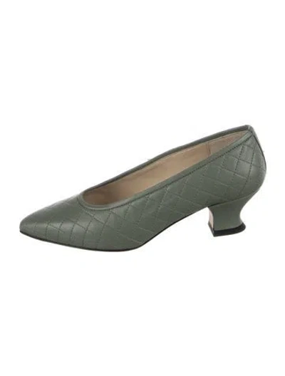Pre-owned Yuni Buffa Leather Patterned Pumps W/ Tags In Green