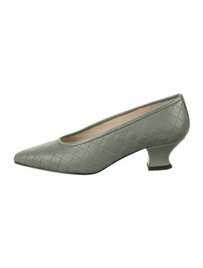 Pre-owned Yuni Buffa Leather Patterned Pumps W/ Tags In Green