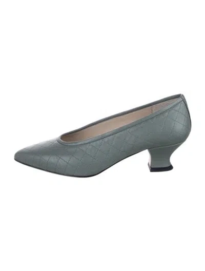 Pre-owned Yuni Buffa Leather Patterned Pumps W/ Tags In Green