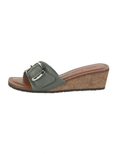 Pre-owned Yuni Buffa Leather Sandals W/ Tags In Green/neutrals