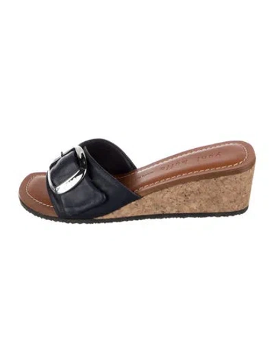 Pre-owned Yuni Buffa Leather Slides In Black/neutrals