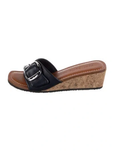 Pre-owned Yuni Buffa Leather Slides W/ Tags In Black/neutrals
