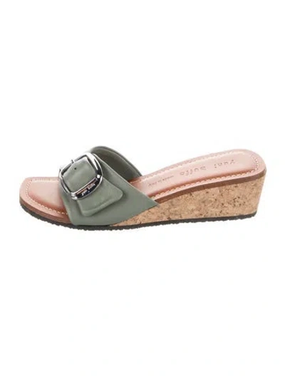 Pre-owned Yuni Buffa Leather Slides W/ Tags In Black/neutrals