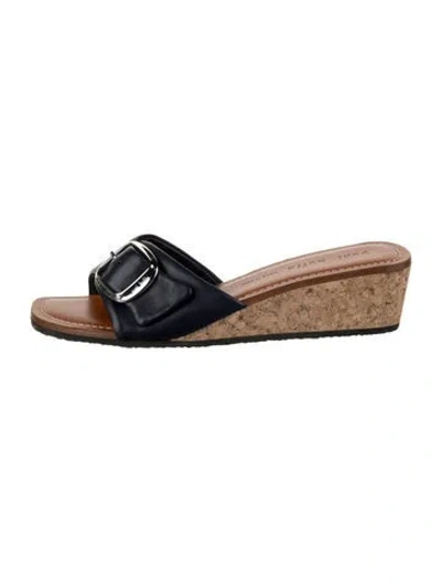 Pre-owned Yuni Buffa Leather Slides W/ Tags In Black/neutrals