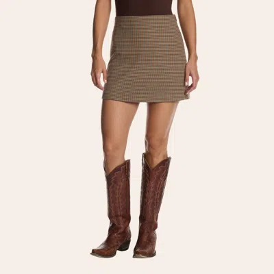 Yura Women's Tan Houndstooth Print Skirt In Multi