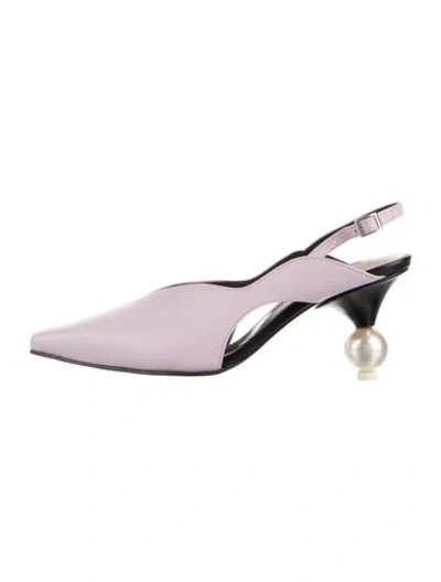 Pre-owned Yuul Yie Leather Slingback Pumps In Purple