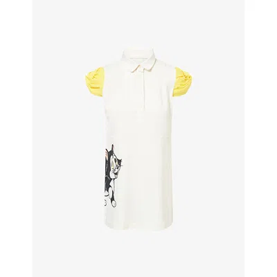 Yuura Asano Womens Harry Lambert For  X Disney Figaro Peter-pan Collar Wool Dress In Multi