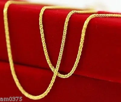 Pre-owned Yuxi 18k Solid Gold Wheat Chain Necklace For Women 18''l Guaranteed 18kt Pure Gold