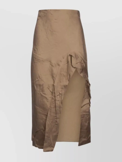 Yuzefi Asymmetrical Wrap High Waist Skirt In Green
