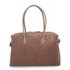 Yuzefi Brioche Large Rectangular Suede Shoulder Bag In Brown