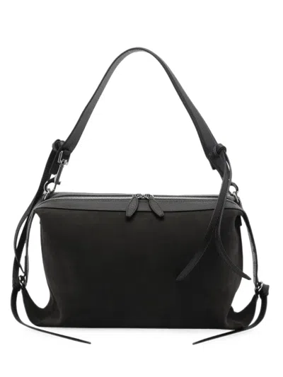 Yuzefi Bento Suede Shoulder Bag In Black