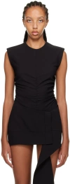 Yuzefi Black Ruched Bodysuit In Black