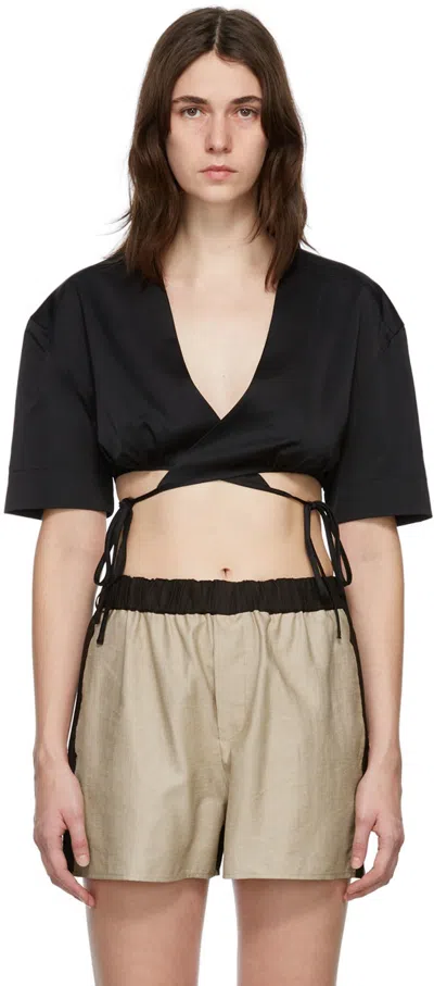 Yuzefi Black Wrap Top T-shirt