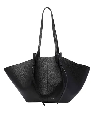 Yuzefi Large Mochi Bag In Black Pebble-grained Leather