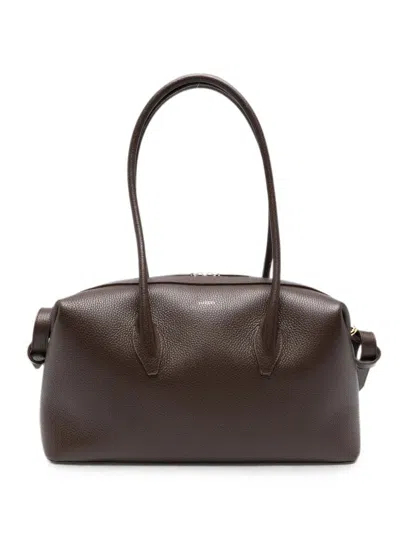 Yuzefi Brioche Leather Duffle Bag Top Handle In Brown