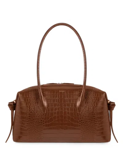Yuzefi Brioche Croc-effect Leather Shoulder Bag In Brown