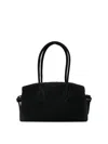 Yuzefi Rectangular Suede Shoulder Bag With Top Handles In Black