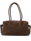 Yuzefi Rectangular Suede Shoulder Bag With Detachable Strap In Brown