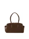 Yuzefi Rectangular Suede Shoulder Bag With Detachable Strap In Brown