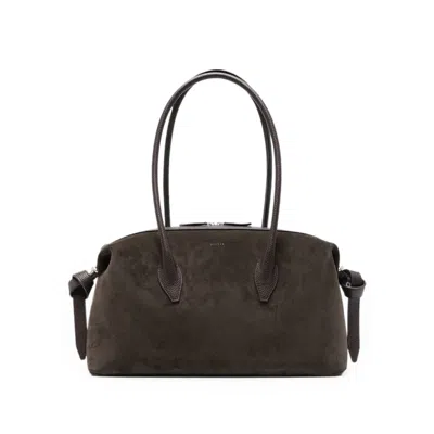 Yuzefi Brioche Duffle Suede Leather Shoulder Bag In Brown
