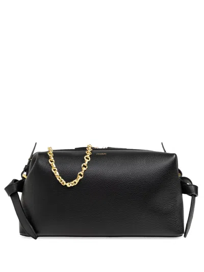 Yuzefi Brioche Grained Leather Shoulder Bag In Black