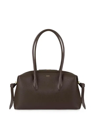Yuzefi Brioche Grained Leather Shoulder Bag In Brown