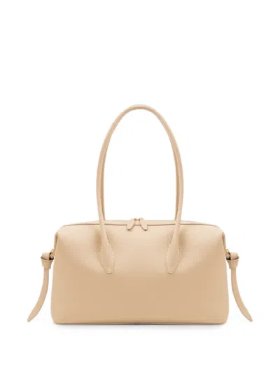 Yuzefi Brioche Grained Leather Shoulder Bag In Neutral