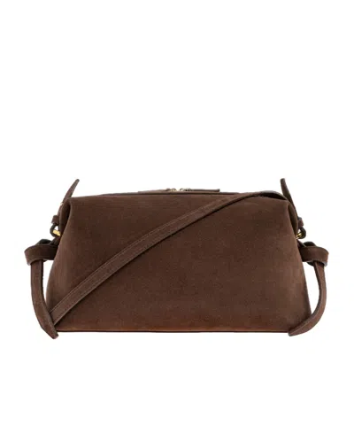 Yuzefi Brioche Knotted Suede Shoulder Bag In Brown