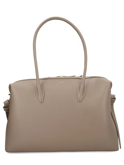 Yuzefi Brioche Large Smooth Leather Handbag In Beige