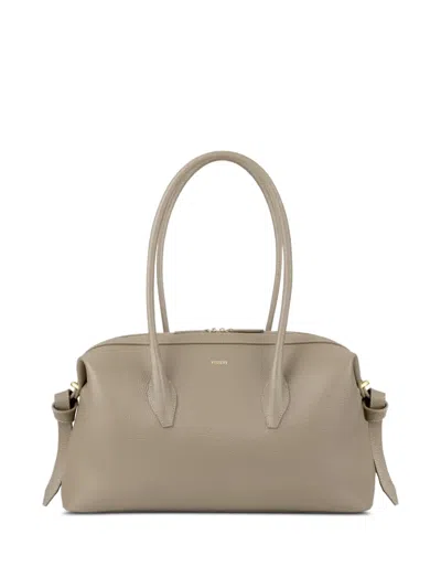 Yuzefi Brioche Pebble-grain Leather Shoulder Bag In Gray