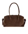 Yuzefi Rectangular Suede Shoulder Bag With Detachable Strap In Brown