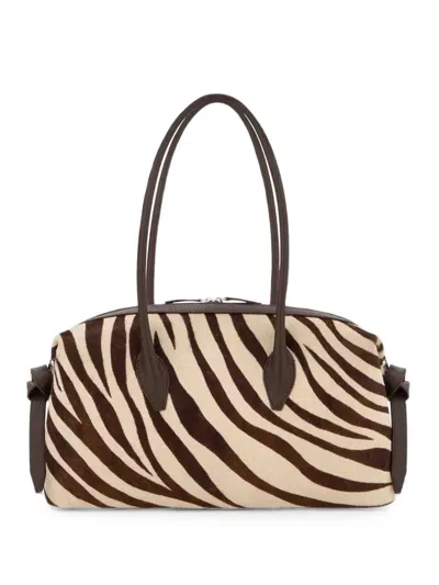 Yuzefi Brioche Zebra-print Leather Shoulder Bag In Neutral