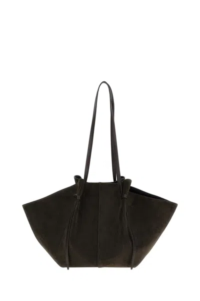 Yuzefi Brown Large Mochi Suede Tote Bag In Green