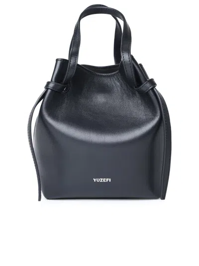 Yuzefi Bulb Leather Crossbody Bag In Black