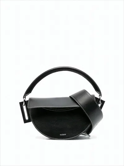 Yuzefi Crescent-shaped Crossbody Bag With Structured Silhouette In Black
