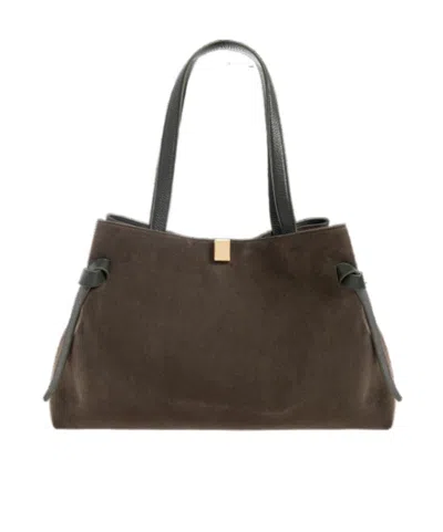 Yuzefi Double Handle Shoulder Bag In Brown