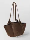 Yuzefi Geometric Fold-over Suede Tote Bag