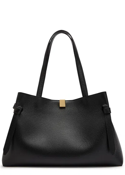 Yuzefi Gyoza Grained Leather Tote Bag In Black