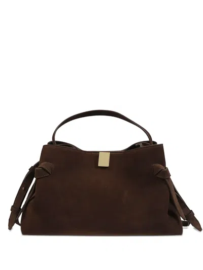 Yuzefi Gyoza Knot Leather Tote Bag In Brown