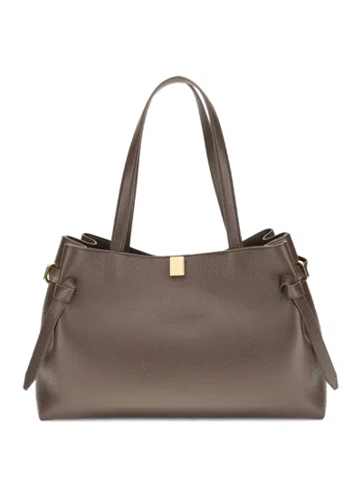 Yuzefi Gyoza Knotted-detail Calf-leather Tote Bag In Brown
