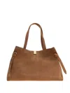 Yuzefi Gyoza Knotted Suede Tote Bag In Brown