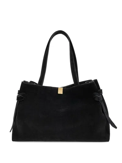 Yuzefi Gyoza Knotted-detail Suede Tote Bag In Black