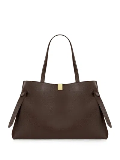 Yuzefi Tote Bag Adjustable Straps Gold Tone Hardware In Brown
