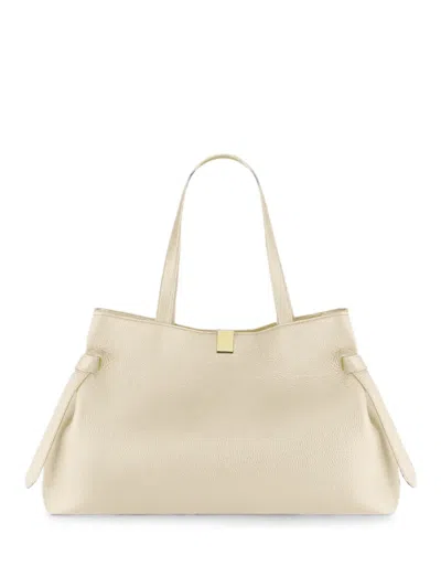 Yuzefi Gyoza Pebble-grained Bovine Leather Tote Bag In Neutral