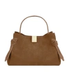 Yuzefi Gyoza Suede Cross Body Bag In Brown