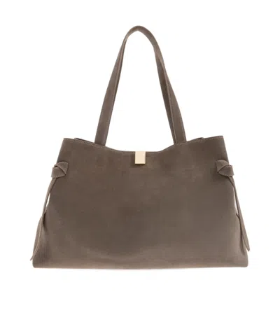Yuzefi Gyoza Tie-detail Suede Tote Bag In Green