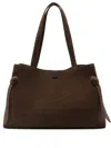 Yuzefi Suede Tote Bag Featuring Knot Handles In Brown