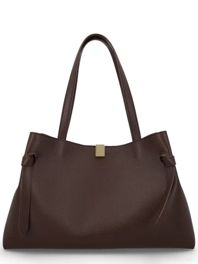 Yuzefi Gyoza Tote Pebble Grained Leather In Brown